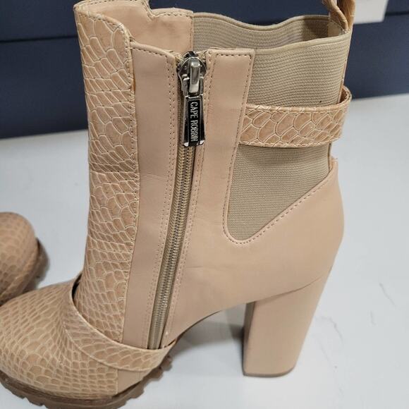 Cape Robbin Garnet Nude Heeled Booties with buckles and Snakeskin look S… - Picture 9 of 14